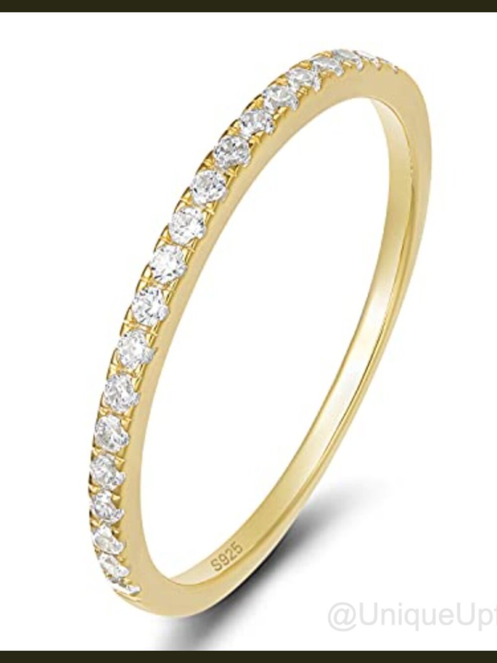 925 Sterling Silver Eternity Wedding Band Women Slim Stackable Ring